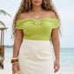 Plus Size Off-Shoulder Top with Metal Accent