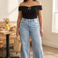 Plus Size Off-Shoulder Top with Metal Accent