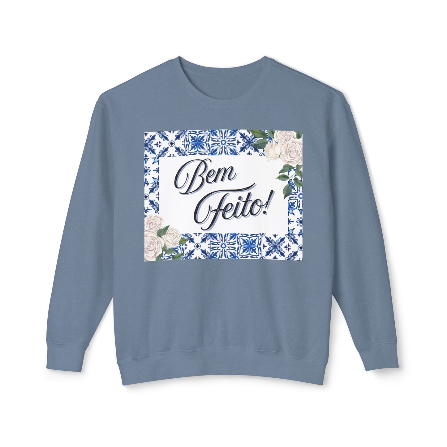 Bem Feito Crewneck Sweatshirt — Portuguese Floral Tile Design