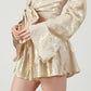 Gold Foil Bell Sleeve Tie Front Woven Top Set