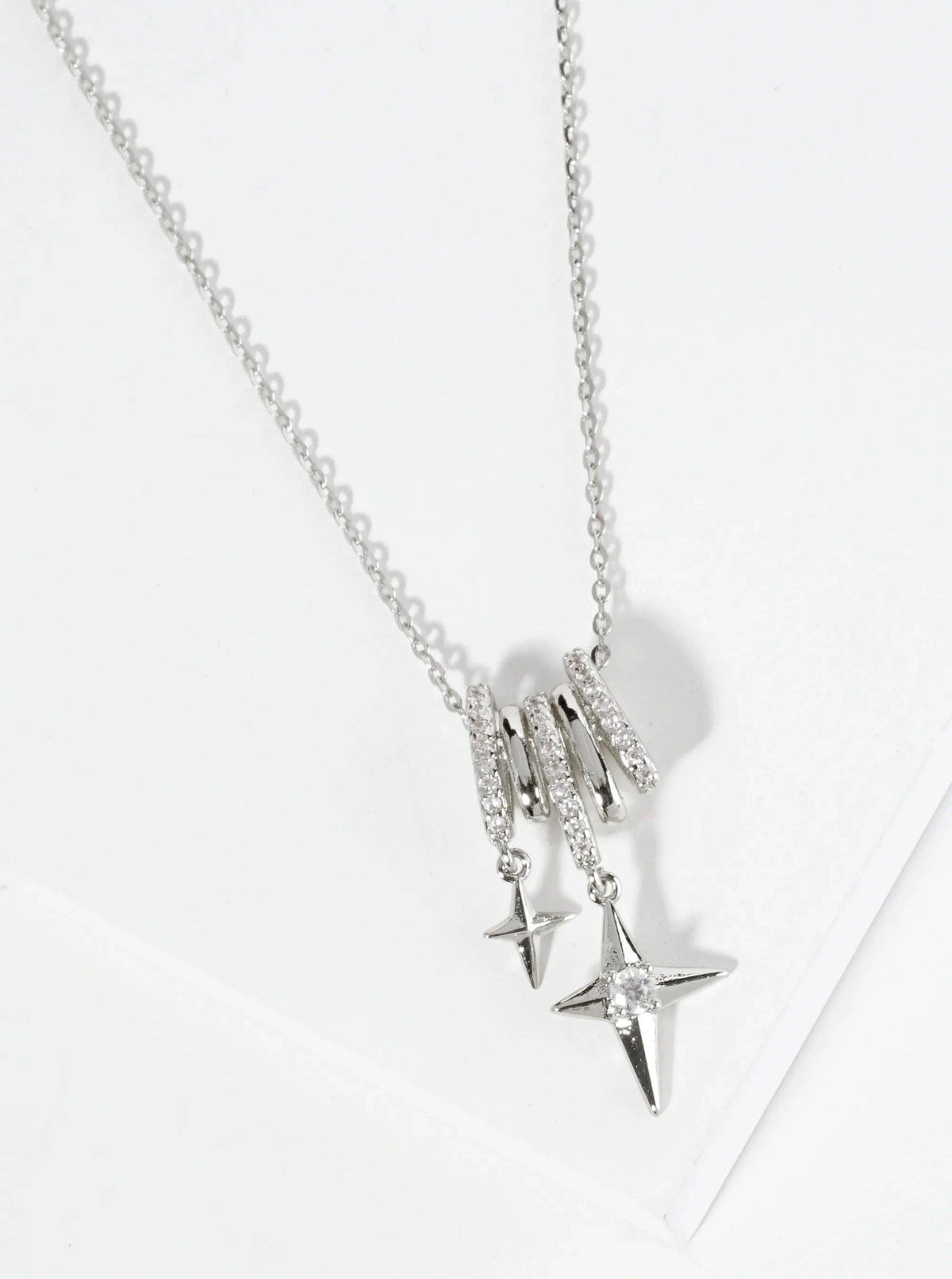 18K Gold Starlight Cubic Zirconia Drop Pendant Necklace