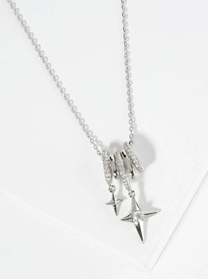 18K Gold Starlight Cubic Zirconia Drop Pendant Necklace
