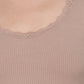 Long Sleeve Scoop Neck with Lace Trim Rib Knit Top