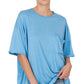 .SI-25555 Tri Blend Oversized Front Pocket Raw Edge Boyfriend