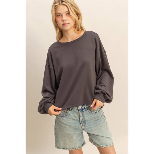 Round Neck Casual Long Sleeve Knit Top