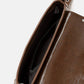 Glossy Faux Leather Rivet Trim Shoulder Bag
