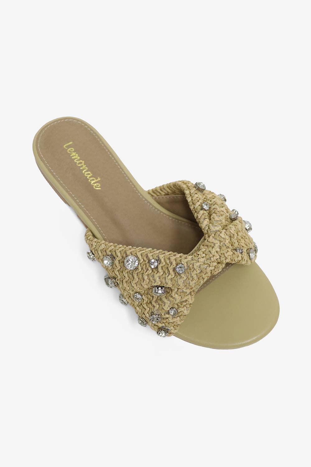 MAYLEEN - Raffia Beaded Slide Sandals, Mediterranean Style