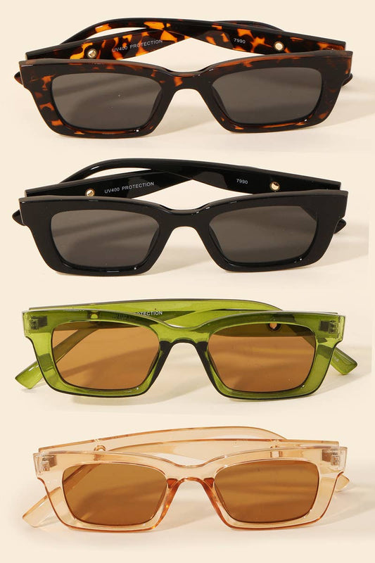 Acetate Rectangle Sunglasses Set