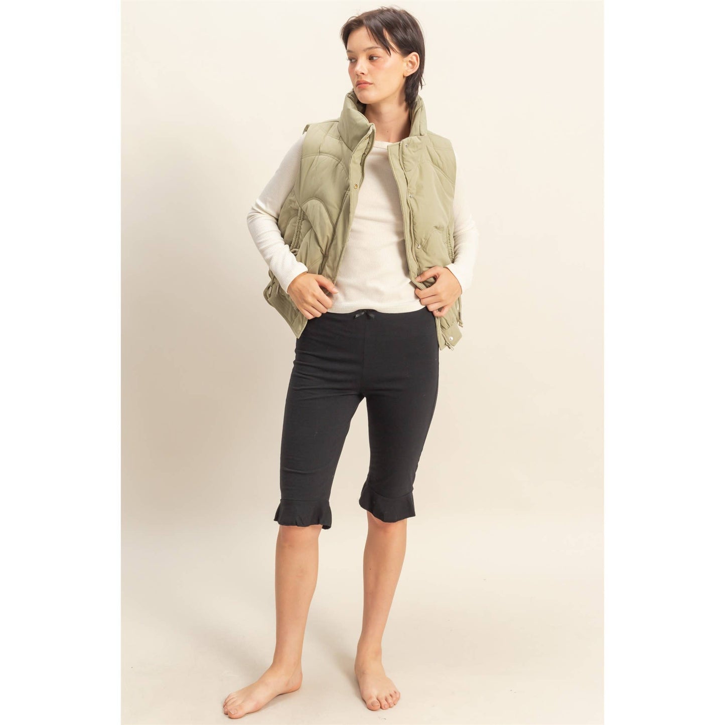 High Neck Quilting Puffer Vest