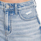 ...SI-27316 Distressed Hem Denim Shorts