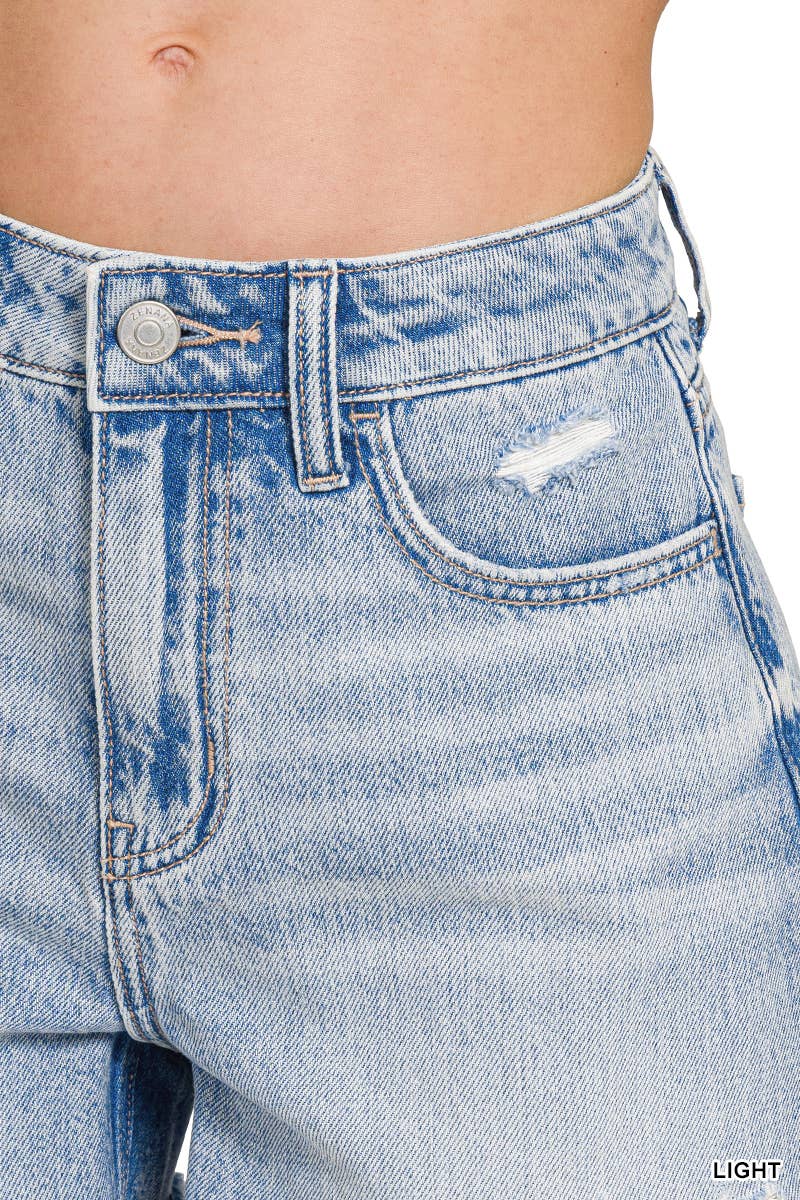 ...SI-27316 Distressed Hem Denim Shorts