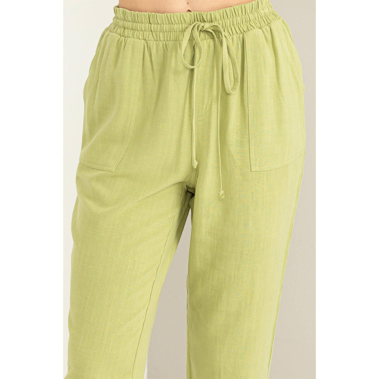 DZ23A546-Linen Drawstring Jogger Pants