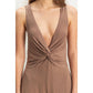 HF25C959-Knotted Bust Sleeveless Jersey Jumpsuit