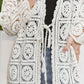 CESW3831- LONG SLEEVES CROCHET ELASTIC CARDIGAN