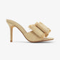 BEACH HOUSE - Raffia Bow Mules, Woven Finish, Stiletto Heel