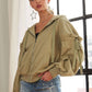 RUFFLED PUFF SLEEVE ZIP UP HOODIE