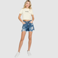 P400RH-MD SUPER HIGH RISE RIGID MOM SHORTS W/ FRAYED HEM