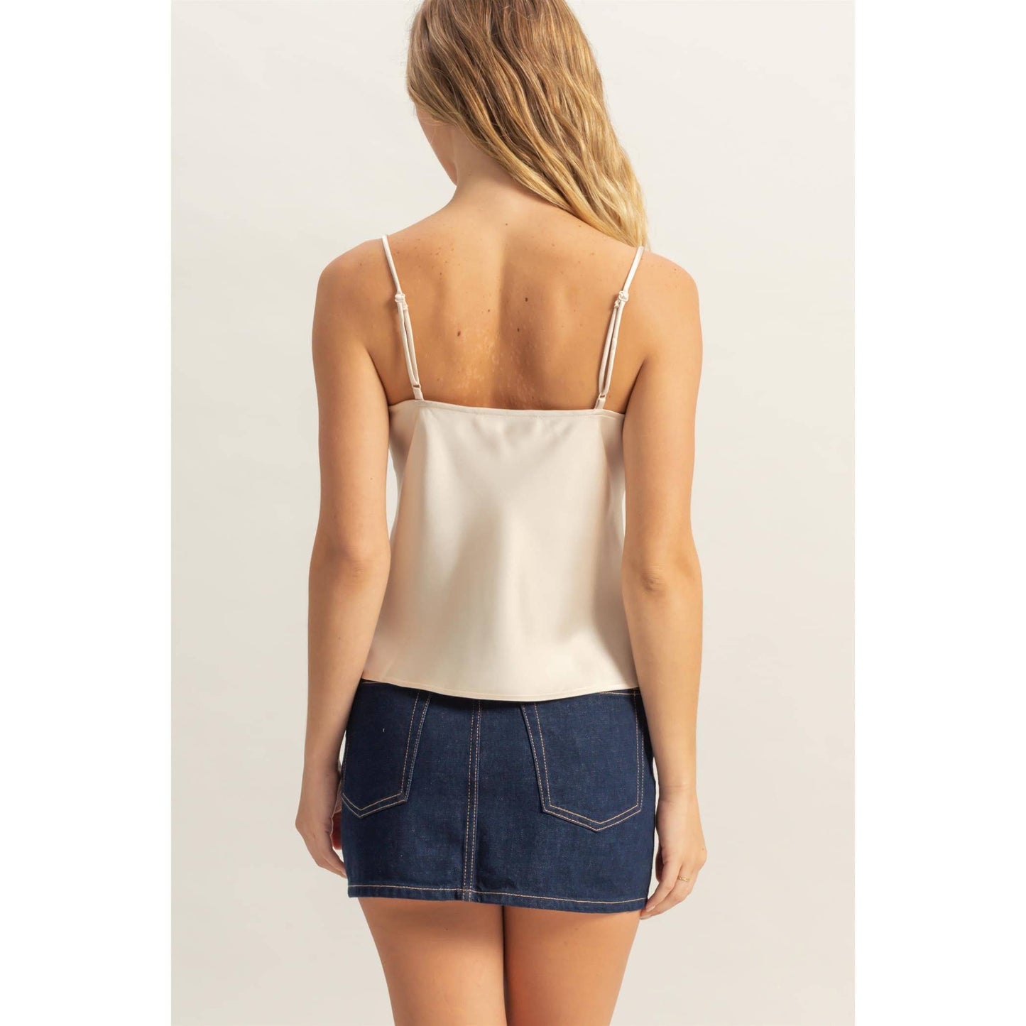 DZ25C247-Basic Satin Cami Cowl Neck Top