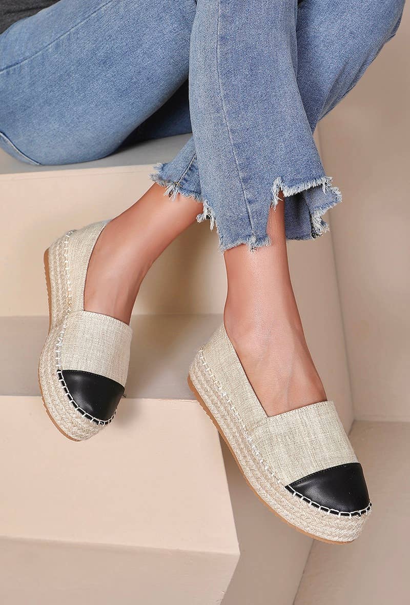 Trendy Bicolor Wedge Espadrille H8-925