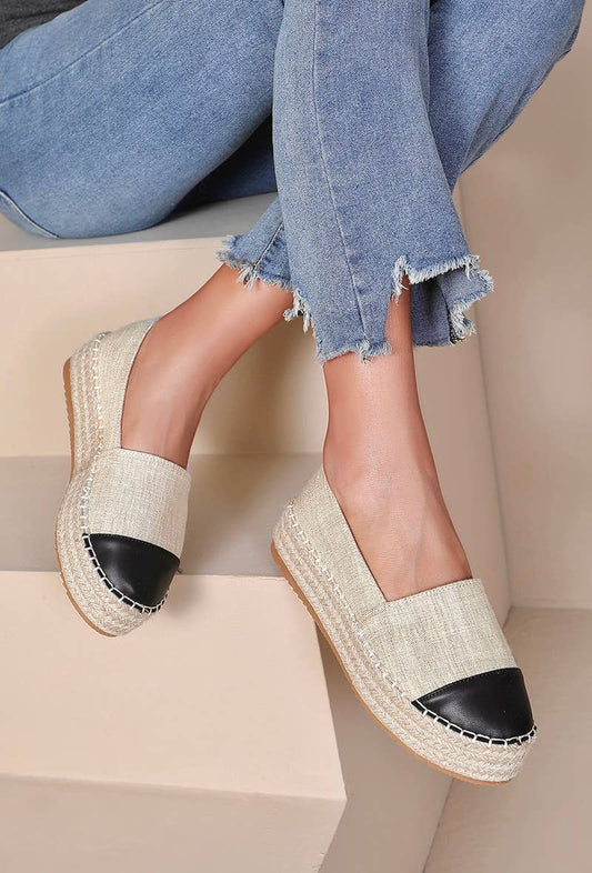 Trendy Bicolor Wedge Espadrille H8-925