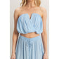 HF25E001-SET-Ruched Top And High Waist Pants Set