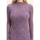 Sleek Long Sleeve Mock Neck Lace Maxi Dress