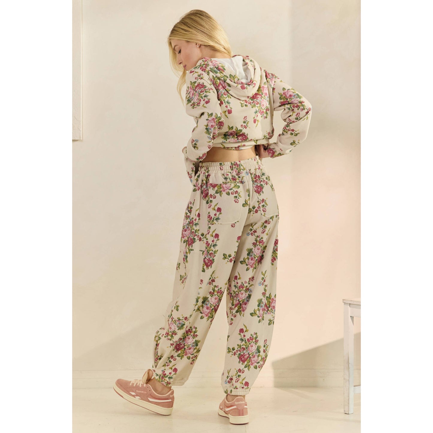 Floral Printed French Terry Hoodie
