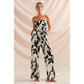 PRINTED STRAPLESS BACK SMOCKED TUBE TOP JUMPSUIT