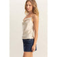 DZ25C247-Basic Satin Cami Cowl Neck Top