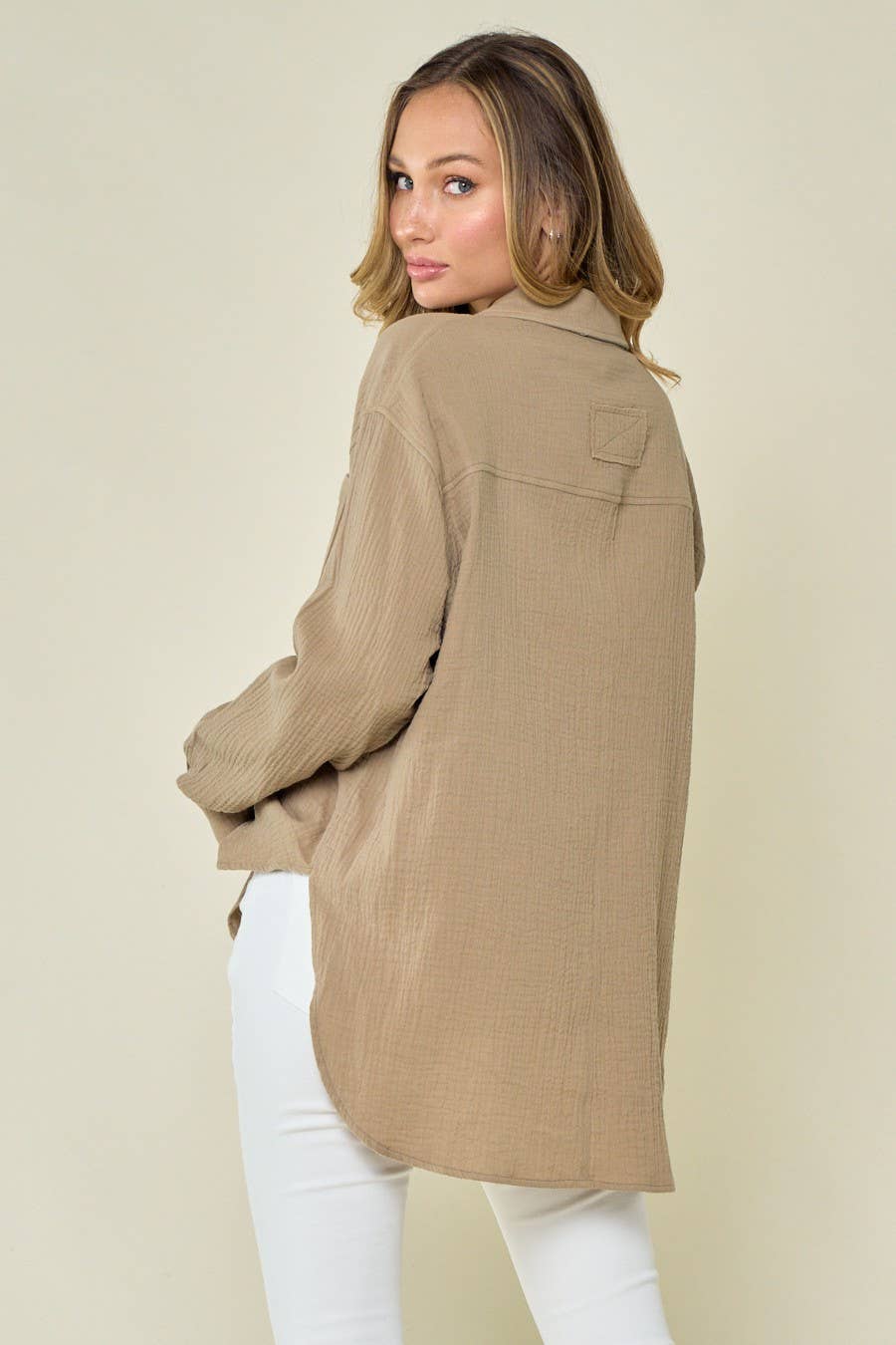 OVERSIZED GAUZE BLOUSE TAUPE