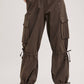 HIGH-RISE DRAWSTRING CARGO WIDE LEG PANTS