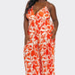 BCCJ71690 PLUS   Suspender Print Pleated Jumpsuit
