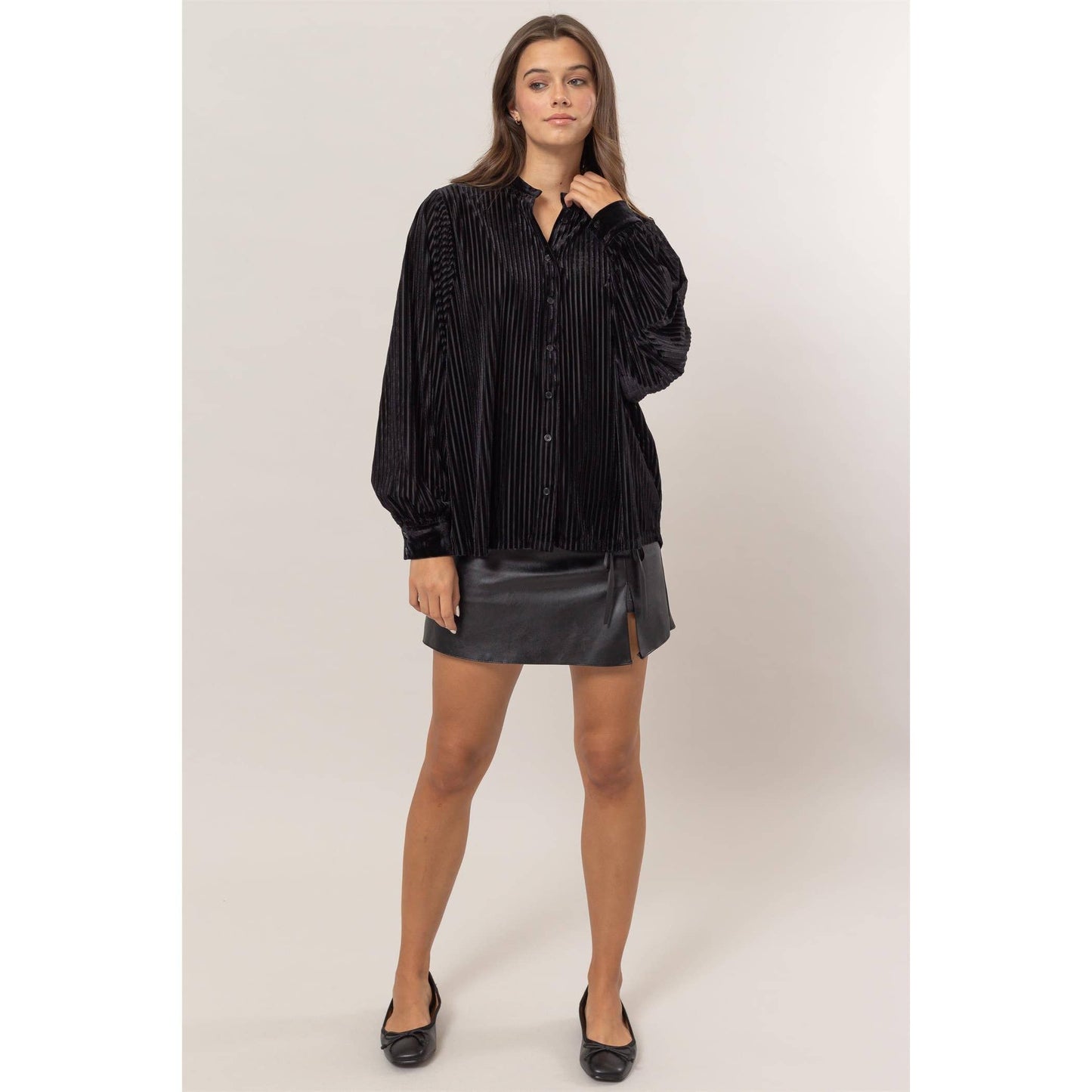 The Nicole Velvet Striped Blouse