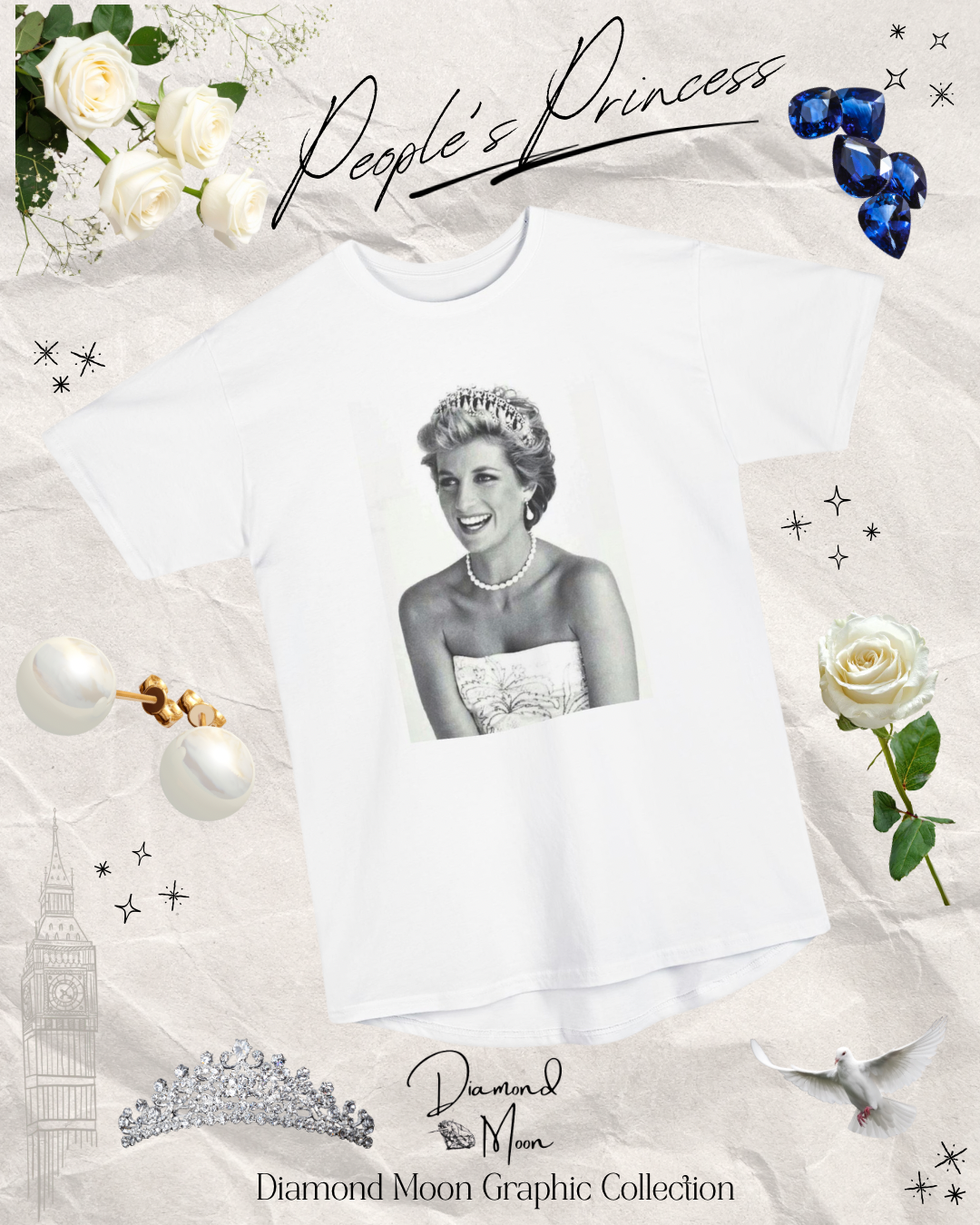 Vintage Princess Diana Graphic Urban Tee - Unisex Long Body T-Shirt
