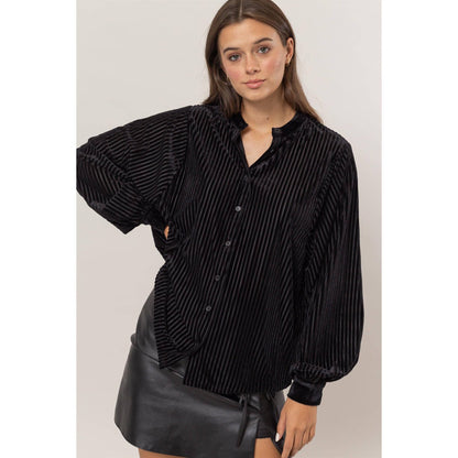 The Nicole Velvet Striped Blouse