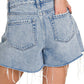 ...SI-27316 Distressed Hem Denim Shorts