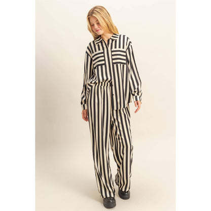 Vertical Stripe Shirt & Pants Set