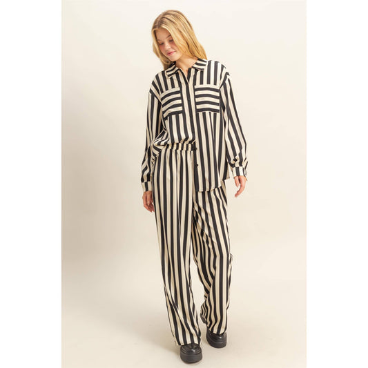 Vertical Stripe Shirt & Pants Set