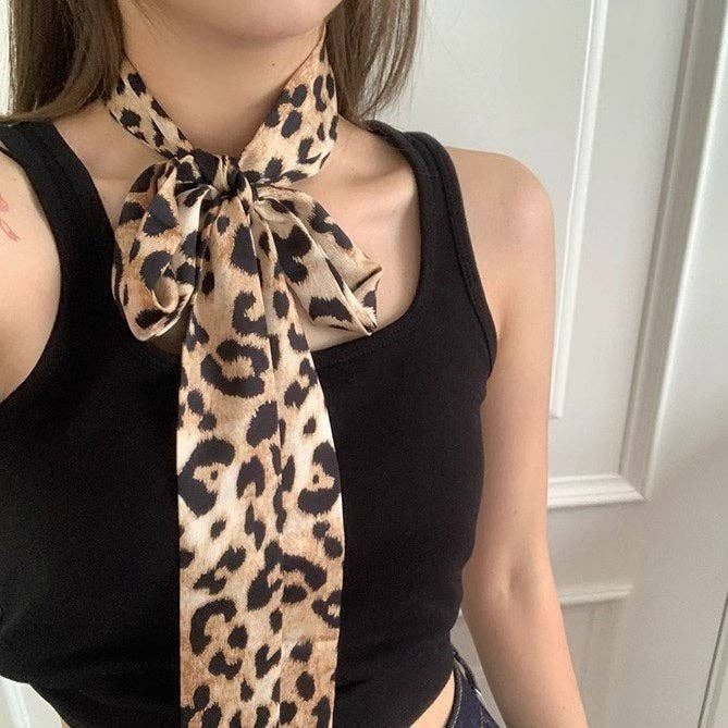 Vintage Leopard Print Waist Belt Silk Scarf DPWB2711