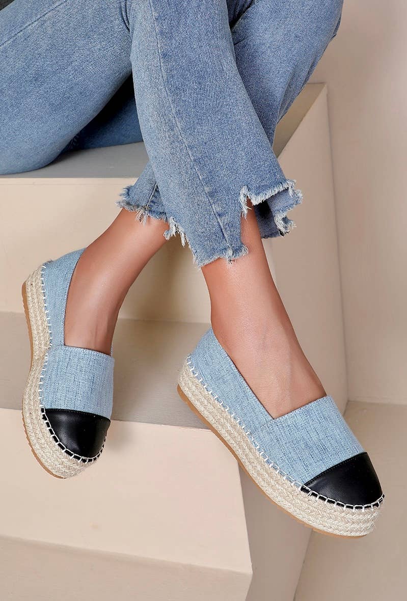 Trendy Bicolor Wedge Espadrille H8-925