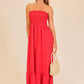 Strapless boho smocked top airflow maxi dress