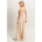 HF25E001-SET-Ruched Top And High Waist Pants Set
