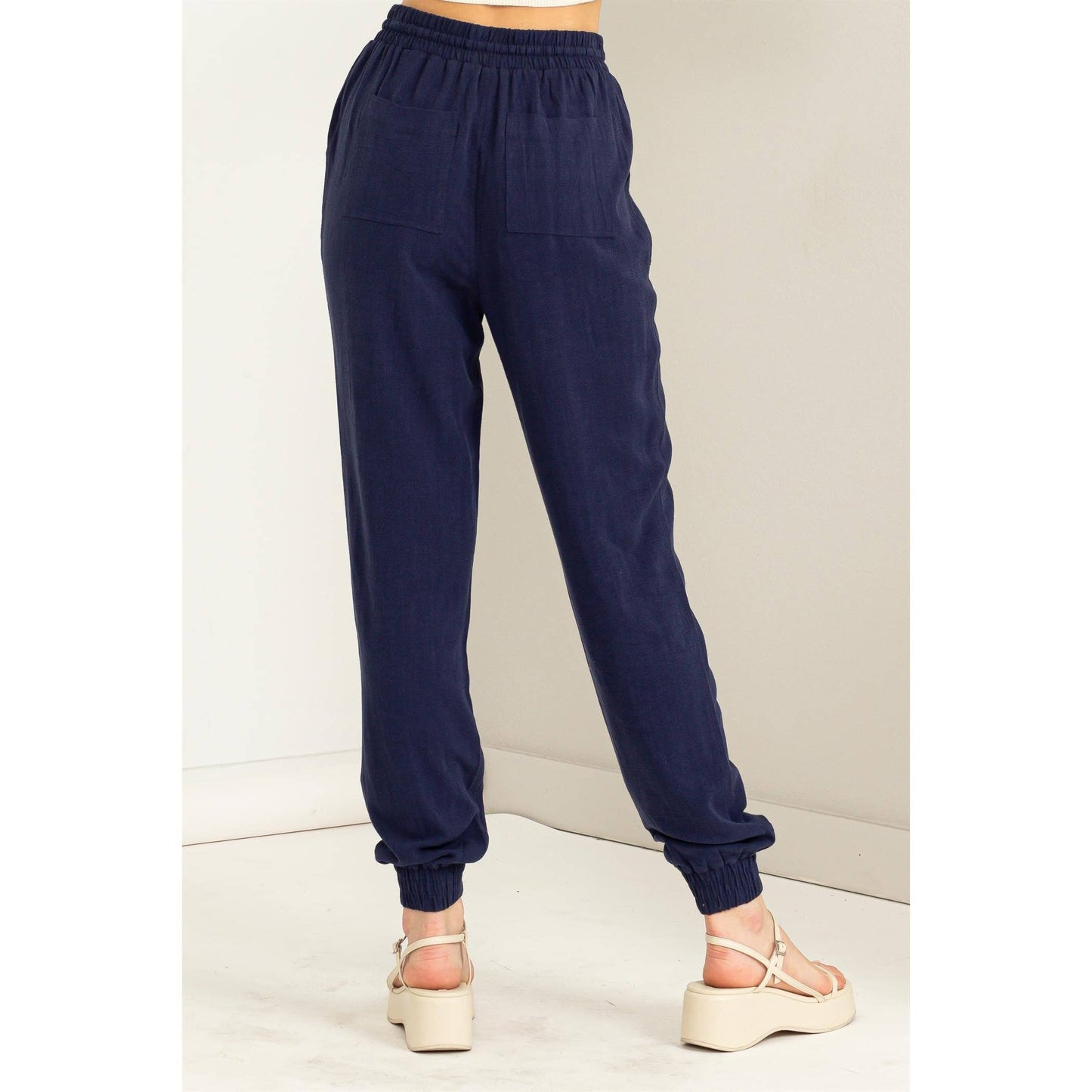 DZ23A546-Linen Drawstring Jogger Pants
