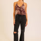 Abstract Animal Print Surplice Cami Top