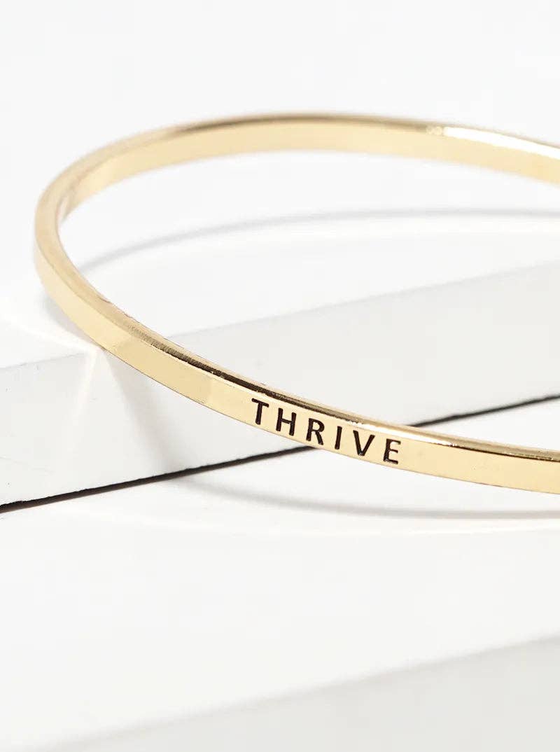 Thrive Engraved Inspirational Bangle Bracelet