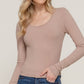 Long Sleeve Scoop Neck with Lace Trim Rib Knit Top