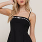 Straight Neckline with Lace Bow Ponte Cami Top