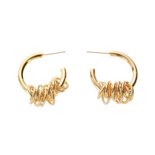 Simple C Circle Crossover Earrings DPJE46
