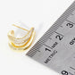 14K Gold Dipped 15mm Pave Set CZ Wavy Double Line Hoop Earrings