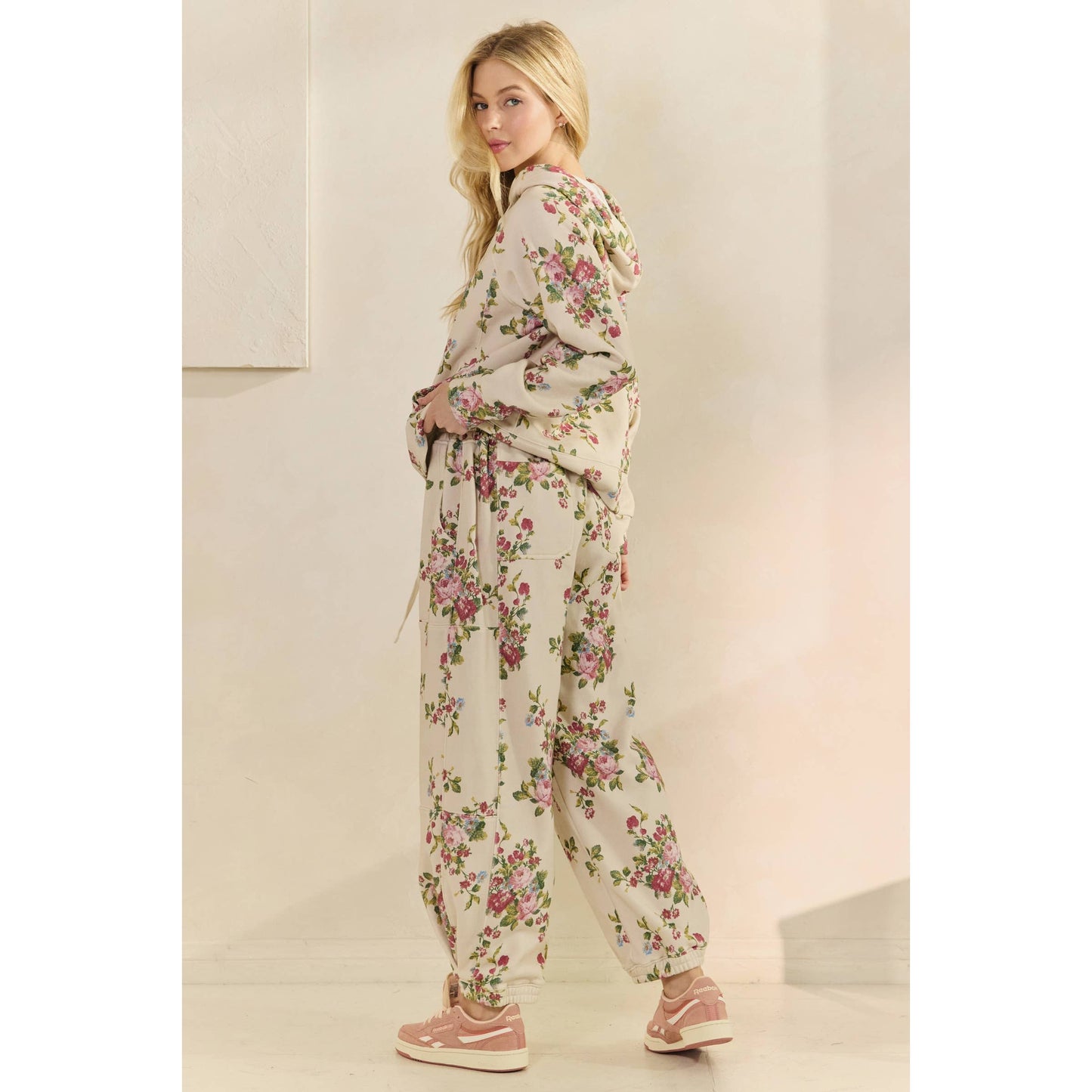 Floral Printed French Terry Hoodie